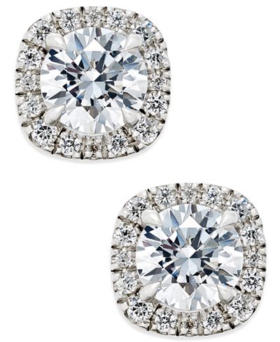 Certified Diamond Halo Stud Earrings (1-1/2 ct. t.w.) in 18k White Gold
