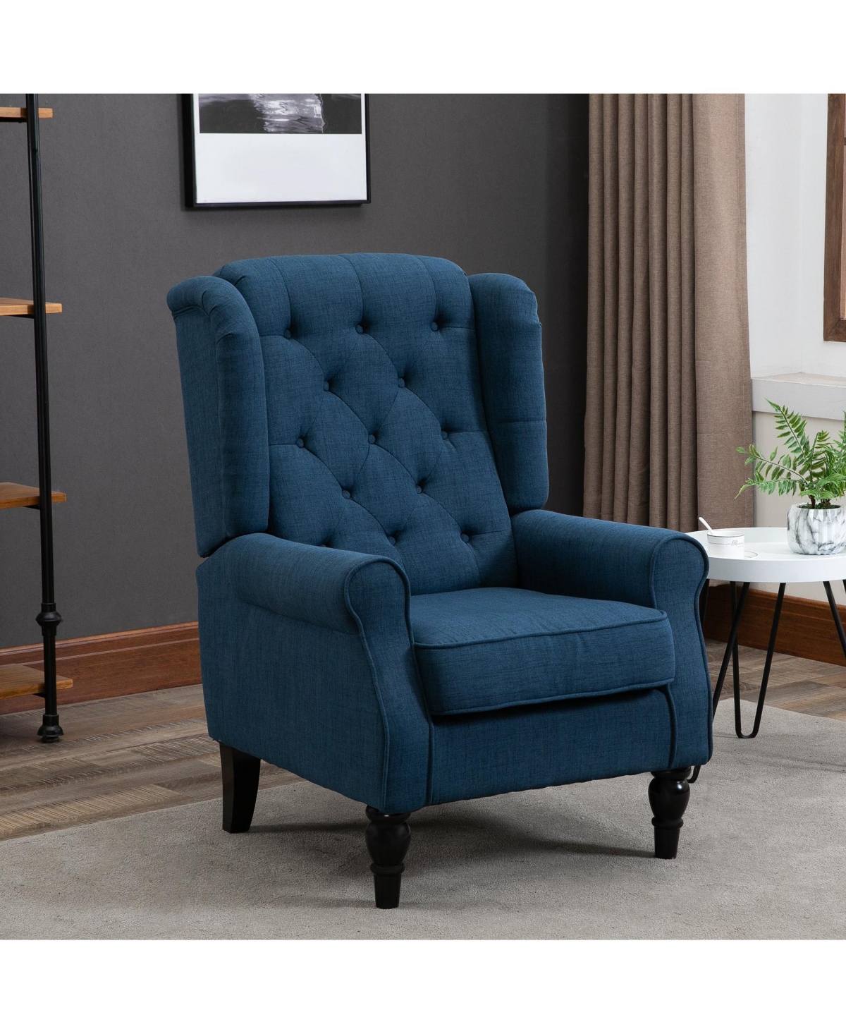 Boyel Living Button-Tufted Accent Chair with High Wingback Rounded Cushioned Armrests