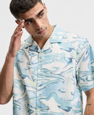 Men's Relaxed-Fit Water Camo Short-Sleeve Shirt