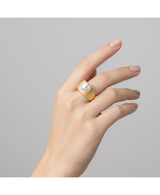 Chic 14K Gold Plated Genuine Freshwater Pearl Statement Ring