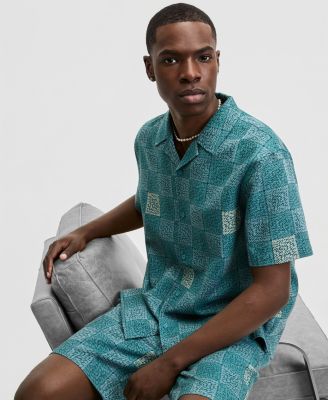 Men's Relaxed-Fit Checker Short-Sleeve Shirt