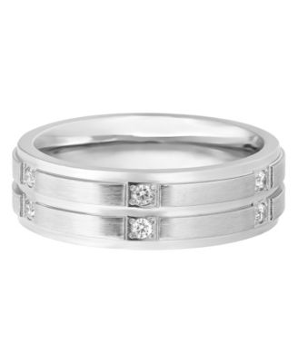 Men's Diamond Wedding Band Ring in Stainless Steel (1/6 ct. t.w.)