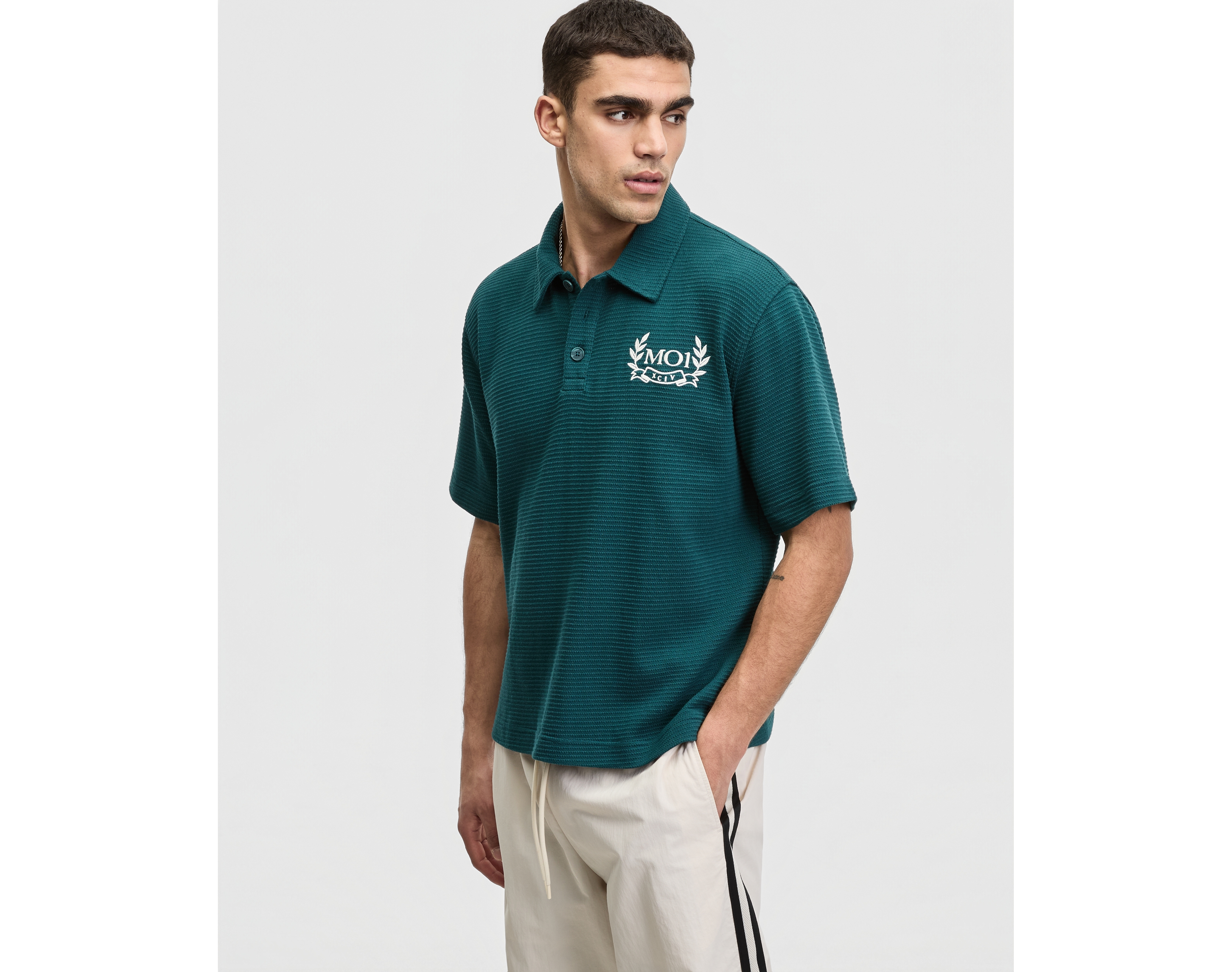 Mode of One Men's Relaxed-Fit Textured Polo Shirt, Macy's Exclusive