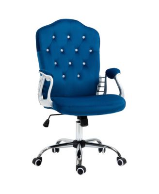 Home Office Chair Velvet Computer Chair Button Tufted with Swivel Wheels