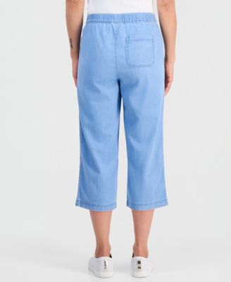 Petite Anna Pull-On Chambray Capri Pants
