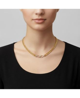 14K Gold Plated Cuban Chain CZ Door Knocker Necklace