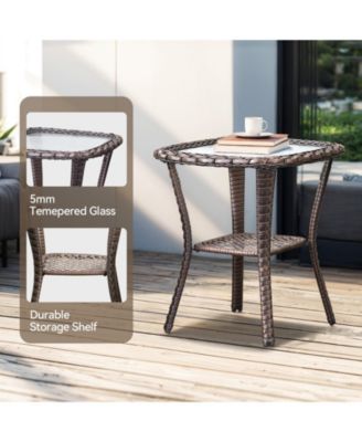 Crescent Swivel Glider All-Weather PE Wicker Patio Lounge Chair with Olefin 6 In. Thick Cushions/End Table (6-Piece)