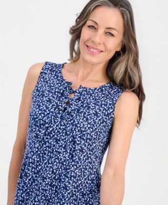 Petite Printed Lace-Up Tank Dress