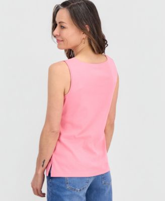 Petite Sleeveless Boat-Neck Tank Top