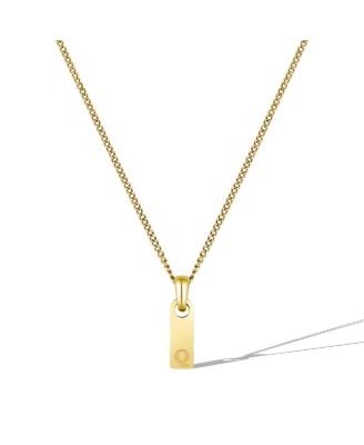 Men's Initial Tag Necklace - Gold with Micro Cuban Chain