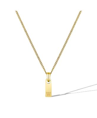 Men's Initial Tag Necklace - Gold with Micro Cuban Chain