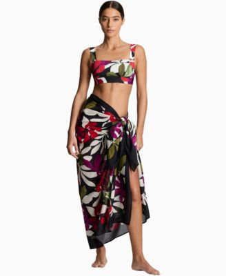 Women's Printed Border Swim Pareo Cover-Up Skirt