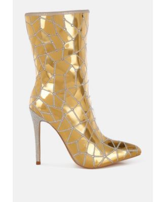 Womens Echostage Rhinestones Embellished Metallic Boots