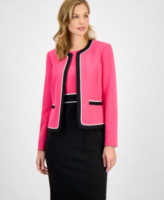 Women's Contrast-Trim Open-Front Jacket & Colorblock Sheath Dress