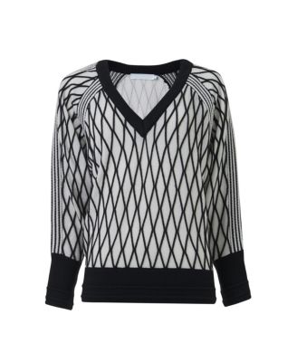 Women's Argyle Mesh Textured Knitted Sweater