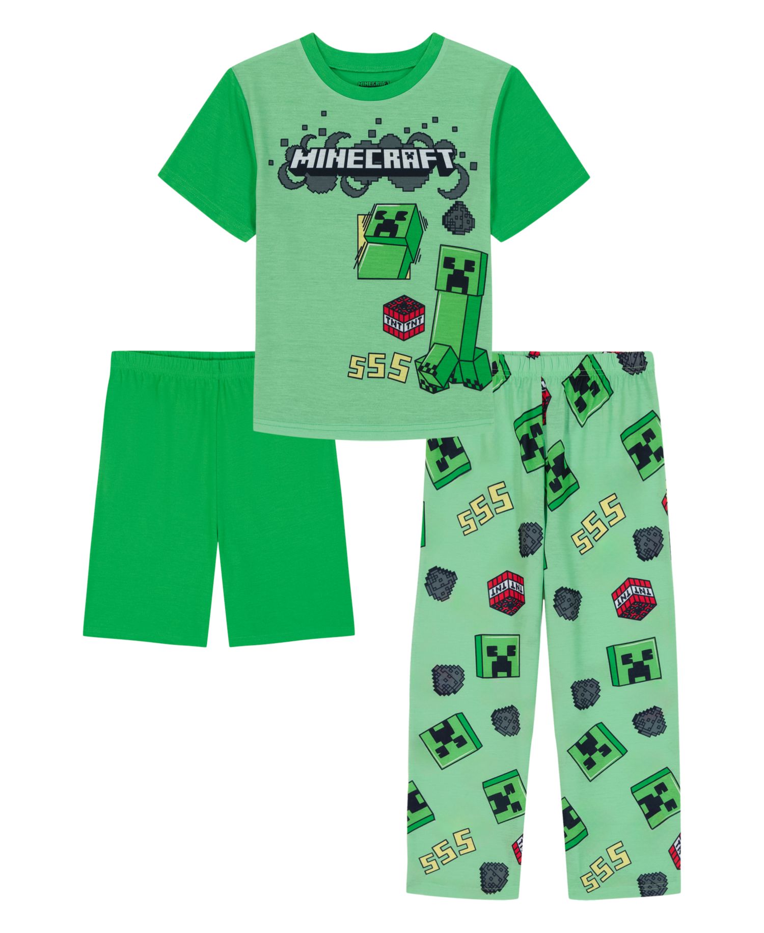 Boys' 6-12 Graphic Short-Sleeve Top, Short and Pants, 3-Piece Pajama Set
