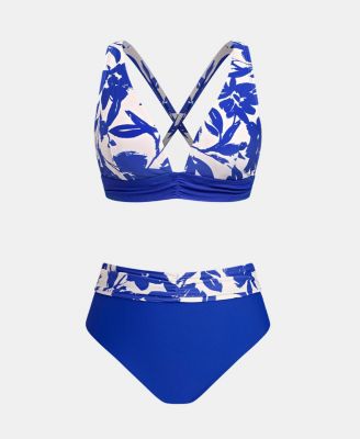 Women's High Waisted Ruched Lined Bikini Set