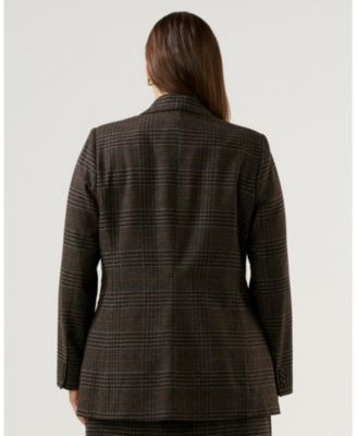 Plus Size Noel Check One-Button Blazer Jacket