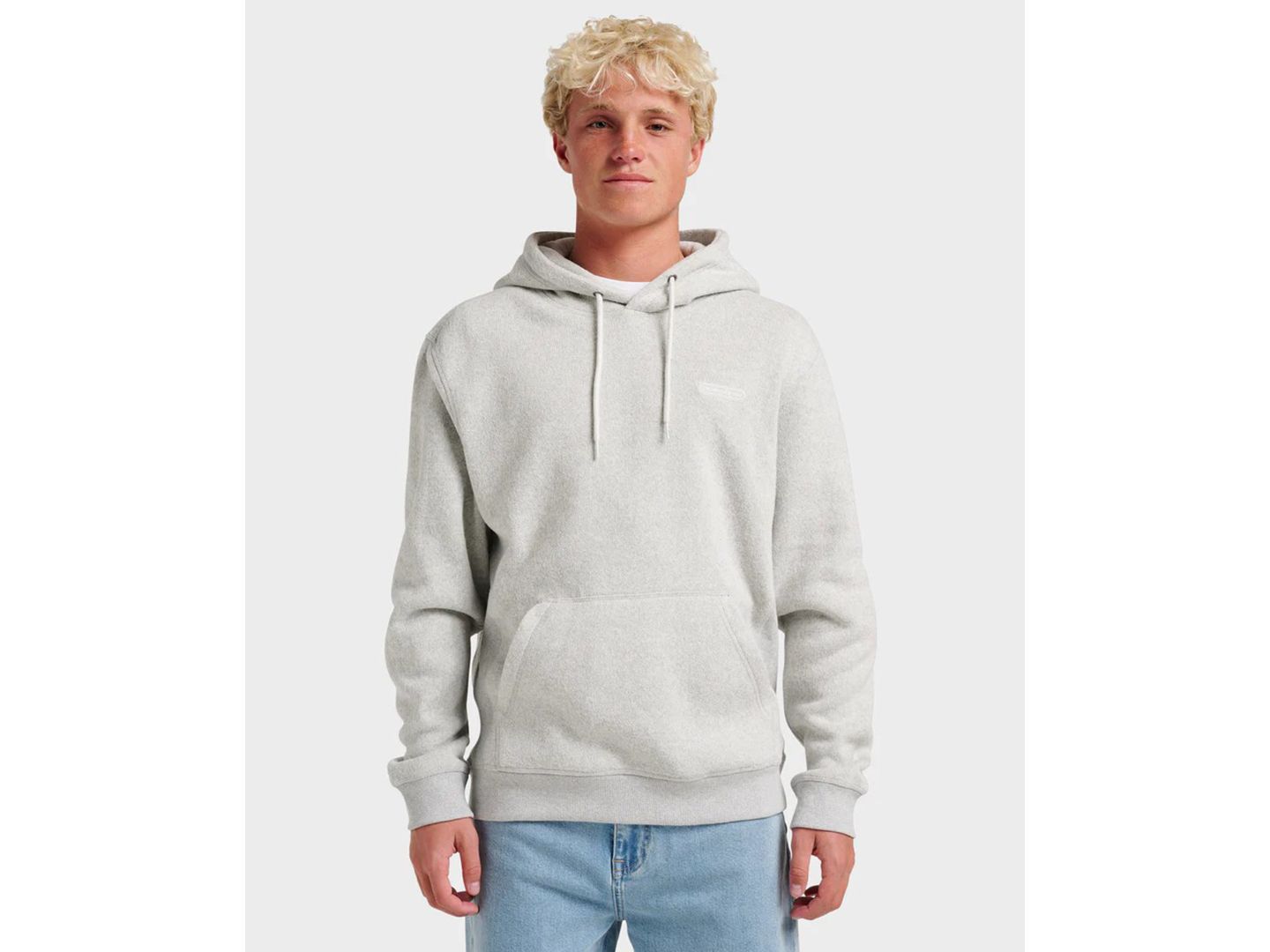 Мужское худи Quiksilver Keller Fleece Long-Sleeve, цвет: Светлый серый меланжевый — фото 1