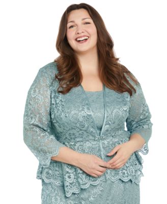 Plus Size Metallic Lace Jacket and Dress  