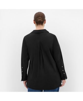 Women's Plus Size Elevated Long Sleeve Stretch Shirt