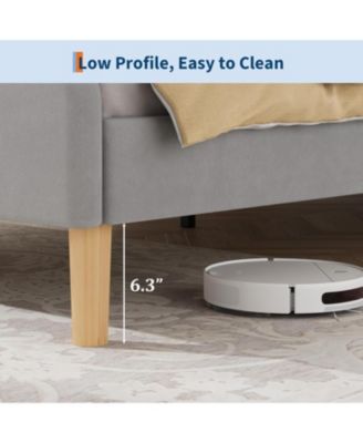 Queen Velvet Bed Frame with LED Headboard & Footboard, Princess Platform, Slat Support, Gray