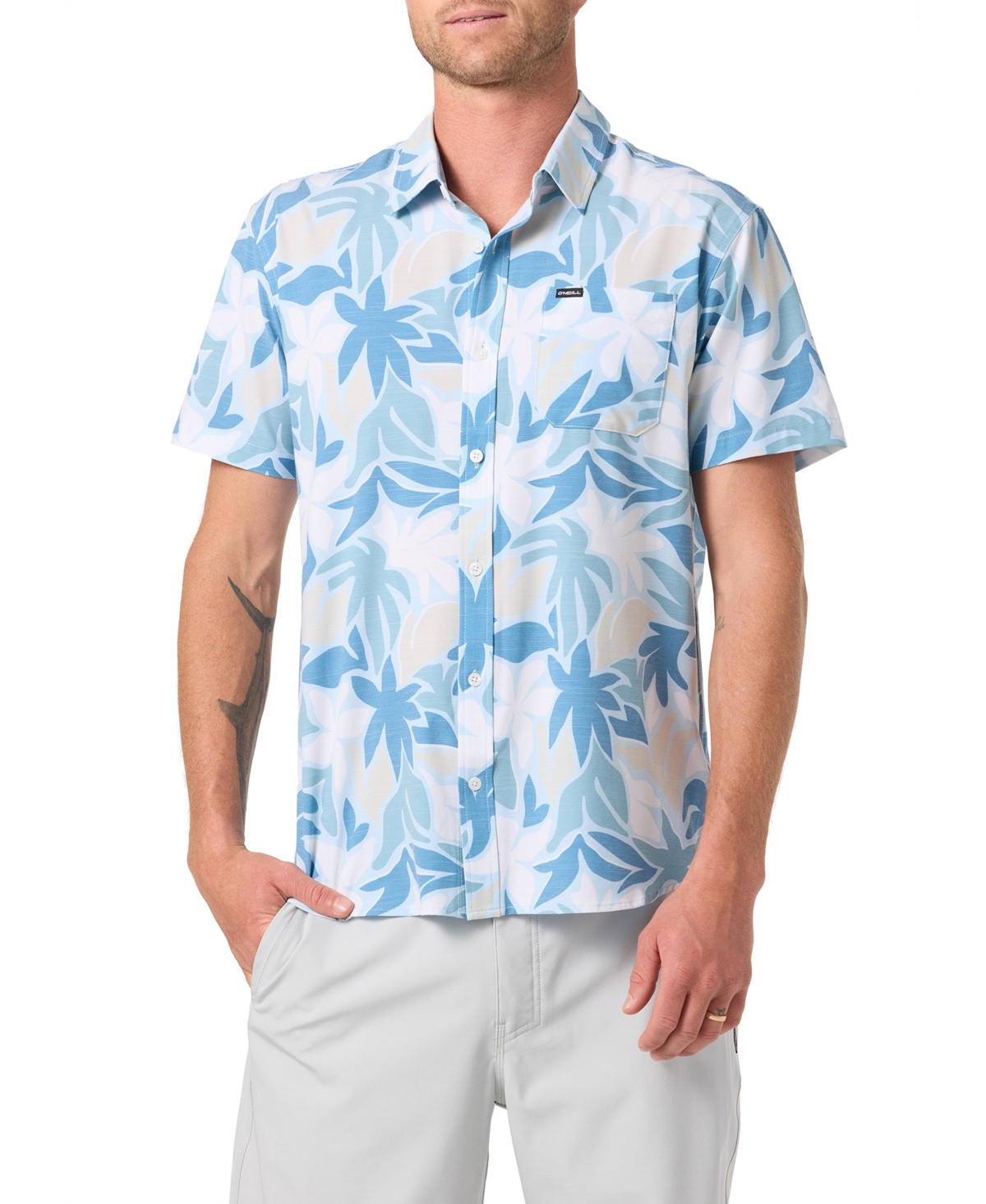 O'neill Men's Printed Short-sleeve Shirt In Blue