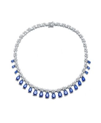 Dazzling White Gold Plated Cubic Zirconia Statement Necklace