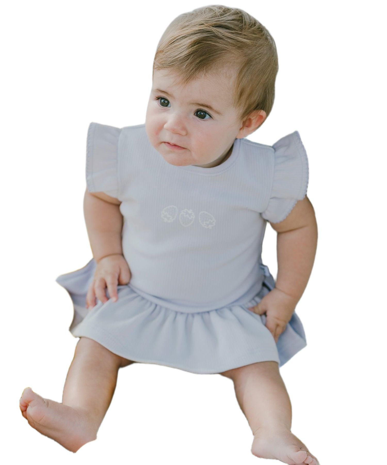 Baby Girl Cotton Rib Jersey Romper with Frill Lilac - Baby