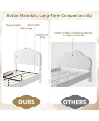 Twin LED Upholstered Bed Frame with Storage Drawer, Velvet Princess Platform for Kids