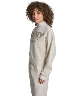 Women's Graffiti New York Logo Oversized Mock Neck Sweatshirt