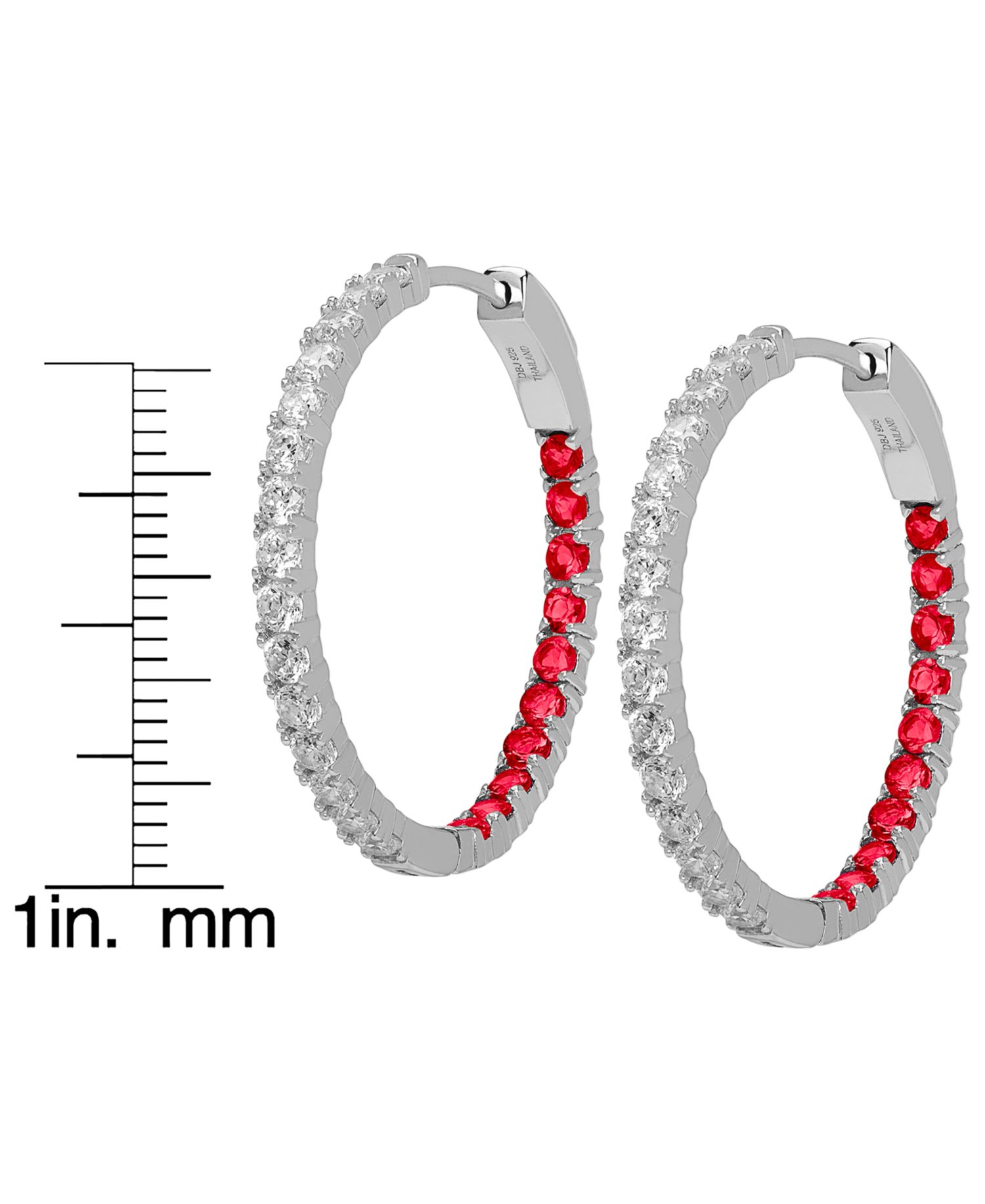 Lab Grown Ruby (1 ct. t.w.) & Lab Grown White Sapphire (1-1/2 ct. t.w.) Inside-Out Hoop Earrings in Sterling Silver