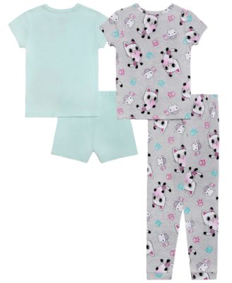 Girls' 4-8 Gabby's Dollhouse Print Tops, Shorts and Pants, 4-Piece Pajama Set