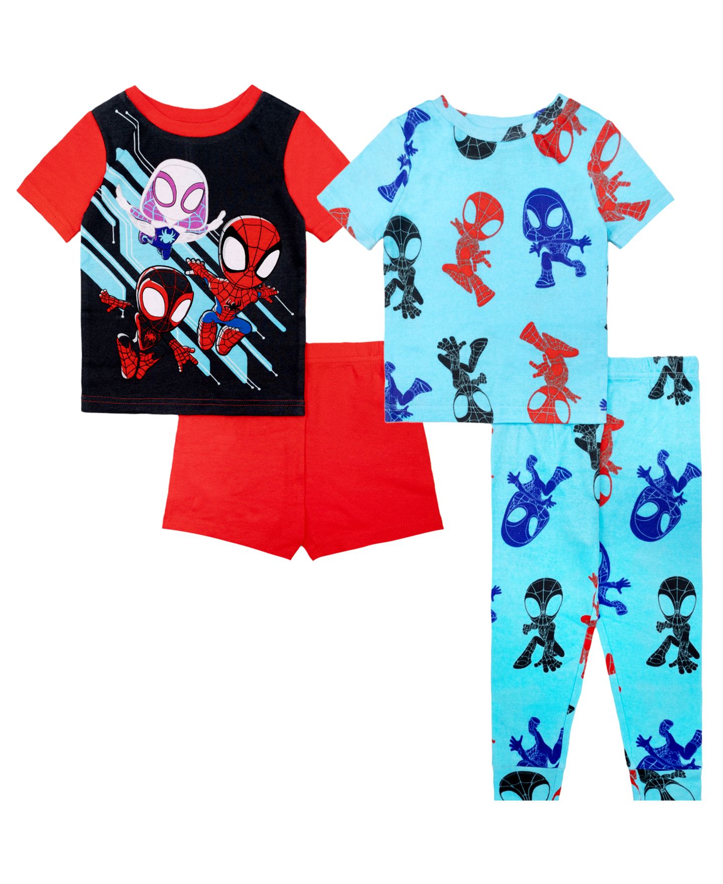 Детская пижама Spider-Man Techno Spidey для мальчиков 2T-4T, 4 предмета, цвет: Красный / Синий — фото 1