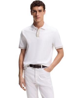 Men's Mercerized-Cotton Striped Trim Polo Shirt
