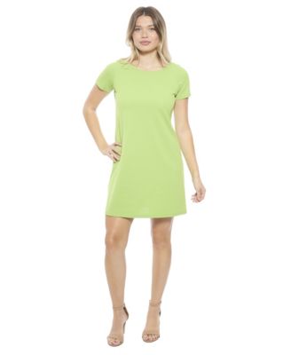 Women's Solid Short-Sleeve Round Neck Mini Shift Dress