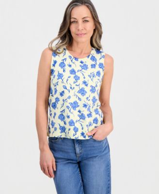 Petite Poetic Floral Feminine Tank Sweater