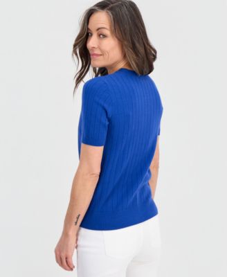 Petite Fine Gauge Rib Crewneck Sweater