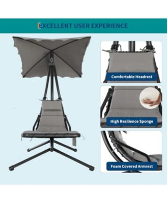 Patio chaise lounger swing chair with canopy and steel frame (60) - Twin