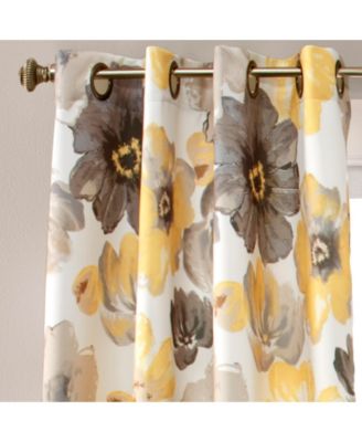 Lush Decor Leah Light Filtering Window Curtain Panels, Pair, 52" W x 84" L, Blue - Floral Drapes for Bedroom - Blue Curtains - Farmhouse Decor