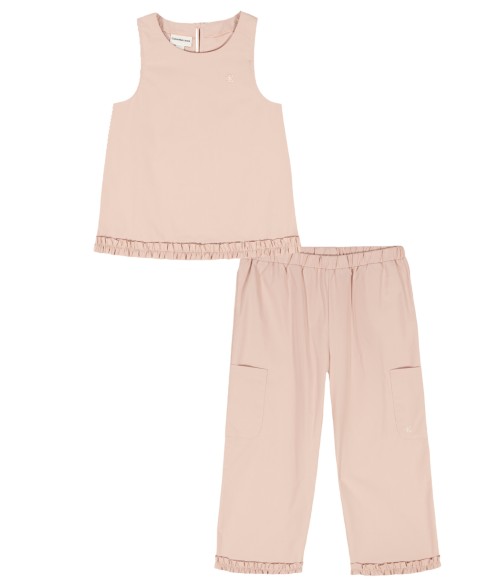 Детские Calvin Klein Toddler Girls' 2T-4T and Girls' 4-6X Ribbed Round Neck T-Shirt and Pants, 2-Piece Set