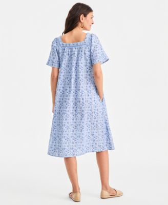 Women's Printed Square-Neck Midi Dress