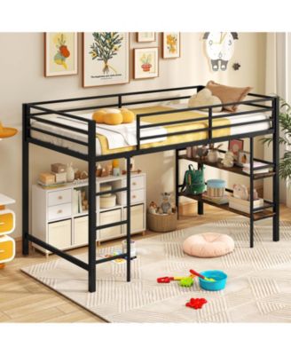 Twin Low Loft Bed with Ladder and Shelf Storage for Kids - 41