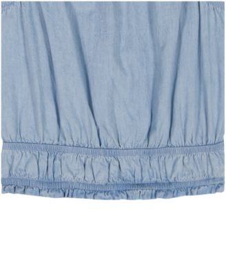 Girls' 7-16 Smocked Waist Square Neck Top