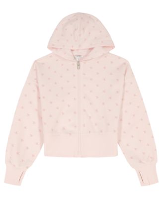 Girls' 7-16 Flocked Zip-Front Hoodie