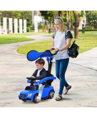 3-in-1 Ride on Push Car Mercedes-Benz Licensed Sliding Car with Canopy