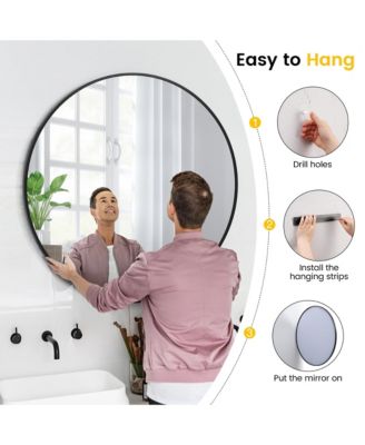 Round Mirror, Circle Mirror, Round Mirrors for Bathrooms, Entryways, Living Rooms, Bedrooms & Vanity Decor, Free Reflection in Modern Design