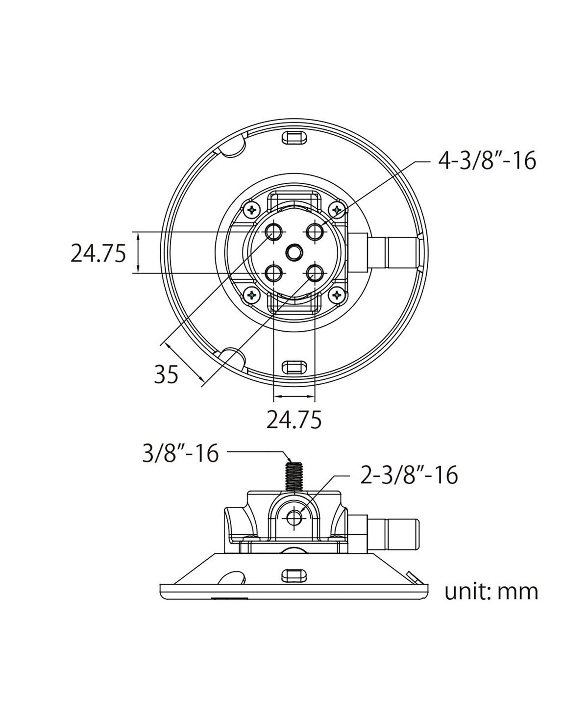 Kupo 4.5" Metal Suction Cup with 3/8"-16 Thread