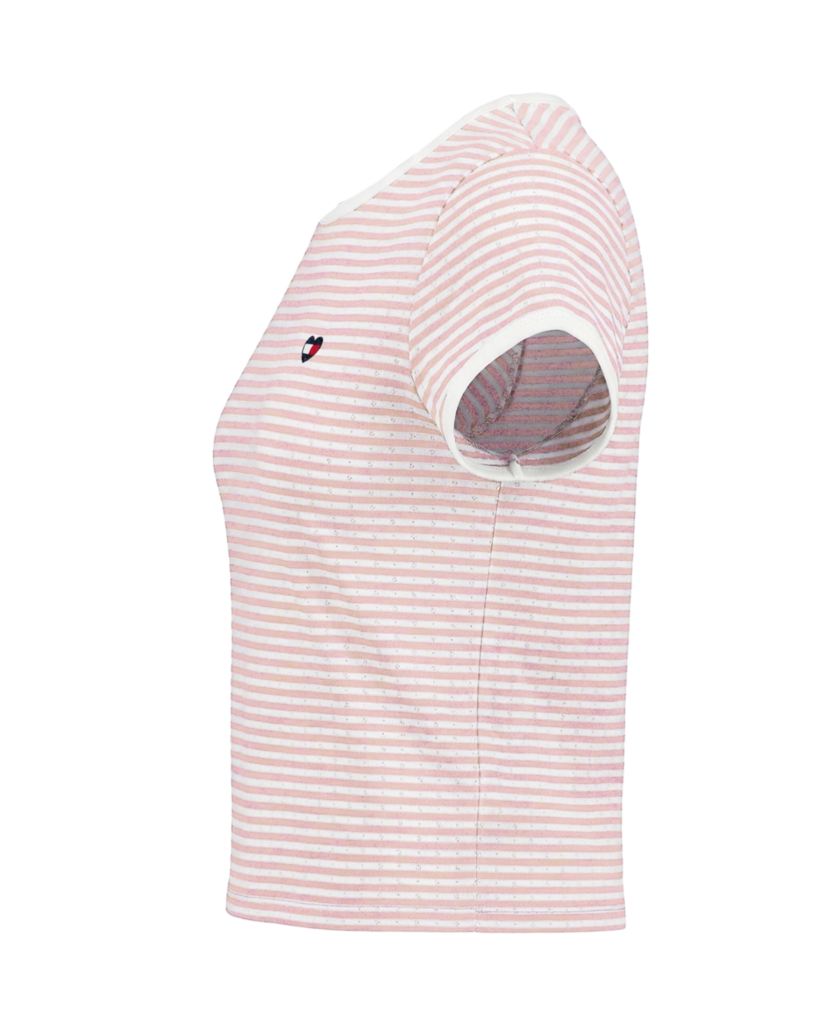 Tommy Hilfiger Girls' 7-16 Stripe Pointelle Rib Short-Sleeve Top