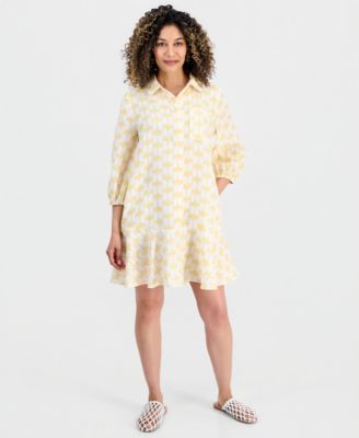 Petite Linen King Street Palm Flounce Dress